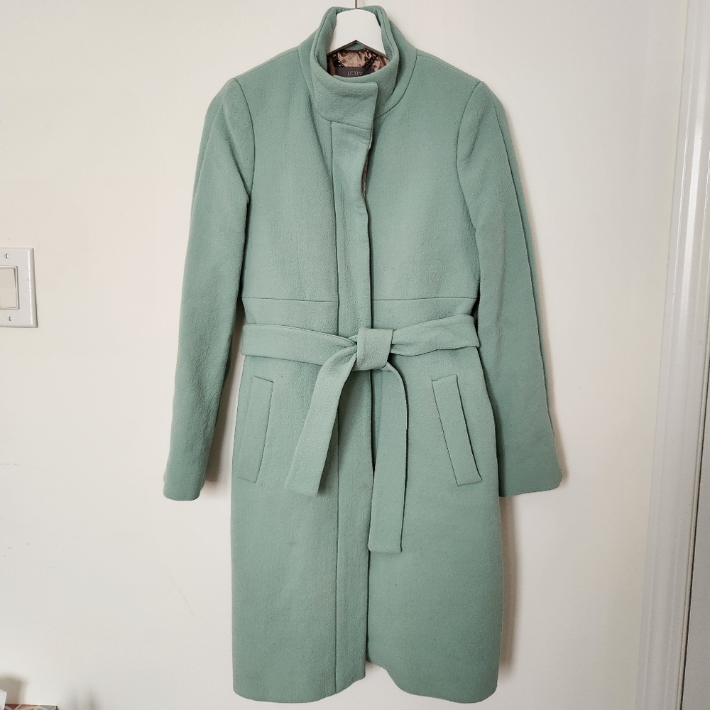 J Crew Mint Green Wool Blend Coat Size 4